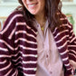 Gilet rayé prune et rose