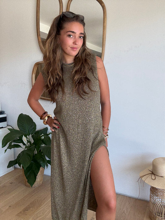 Robe Glow kaki doré