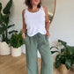 Pantalon palazzo gaze de coton kaki