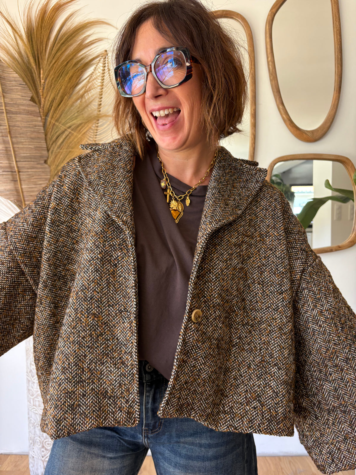 Veste tweed Charlie Marron
