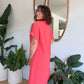Robe chemise en gaze de coton corail