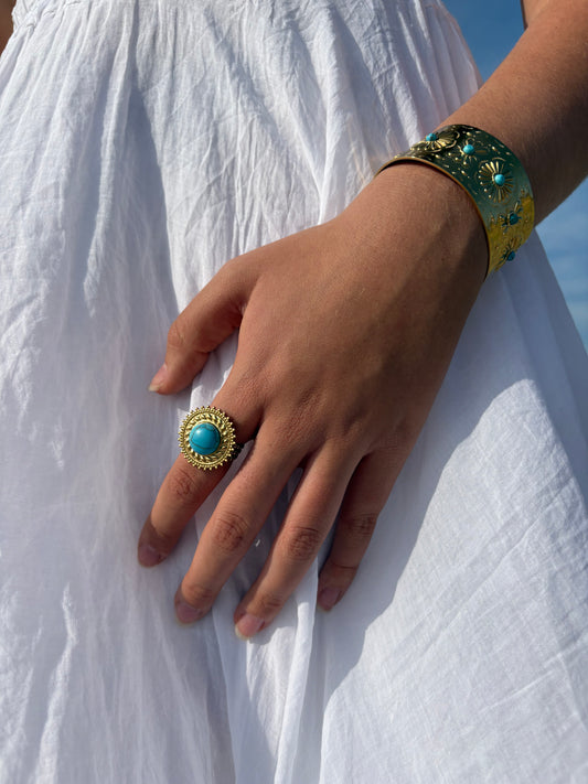 Bague Golden sun turquoise