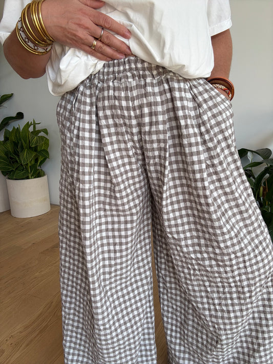 Pantalon Vichy Beige