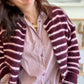 Gilet rayé prune et rose
