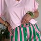 Pantalon rayé rose et vert