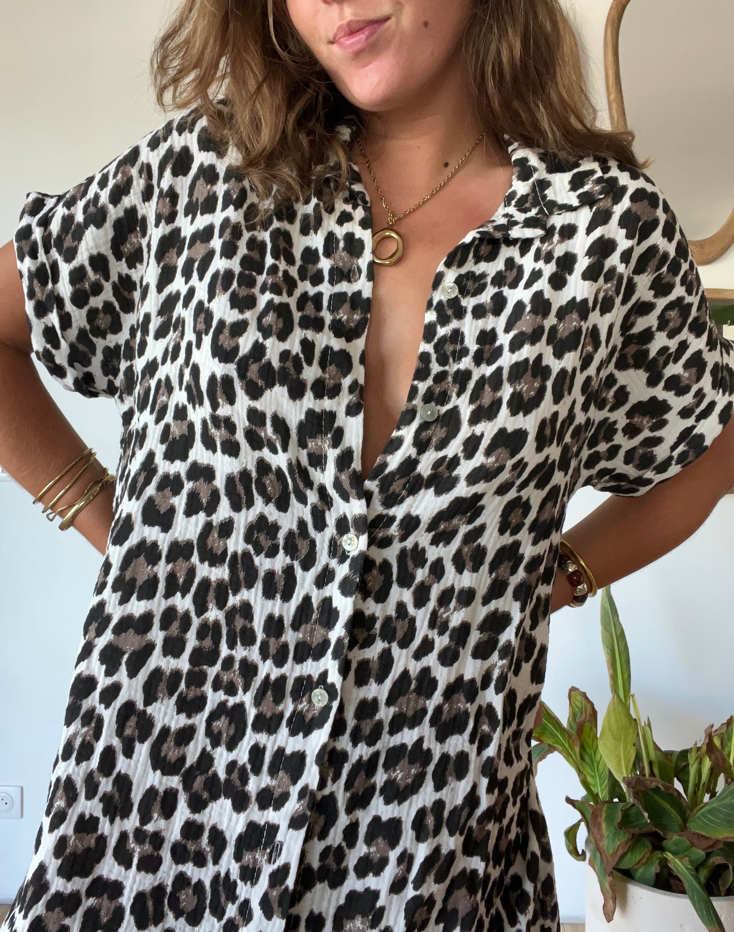 Robe chemise gaze de coton Léo 🐆