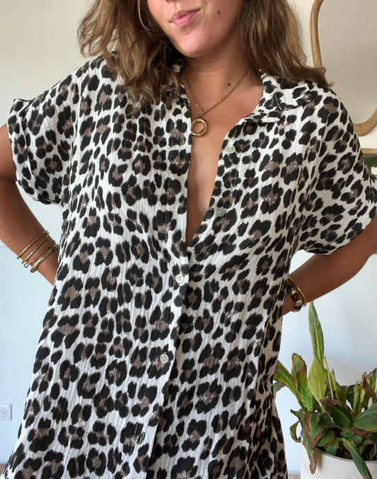 Robe chemise gaze de coton Léo 🐆