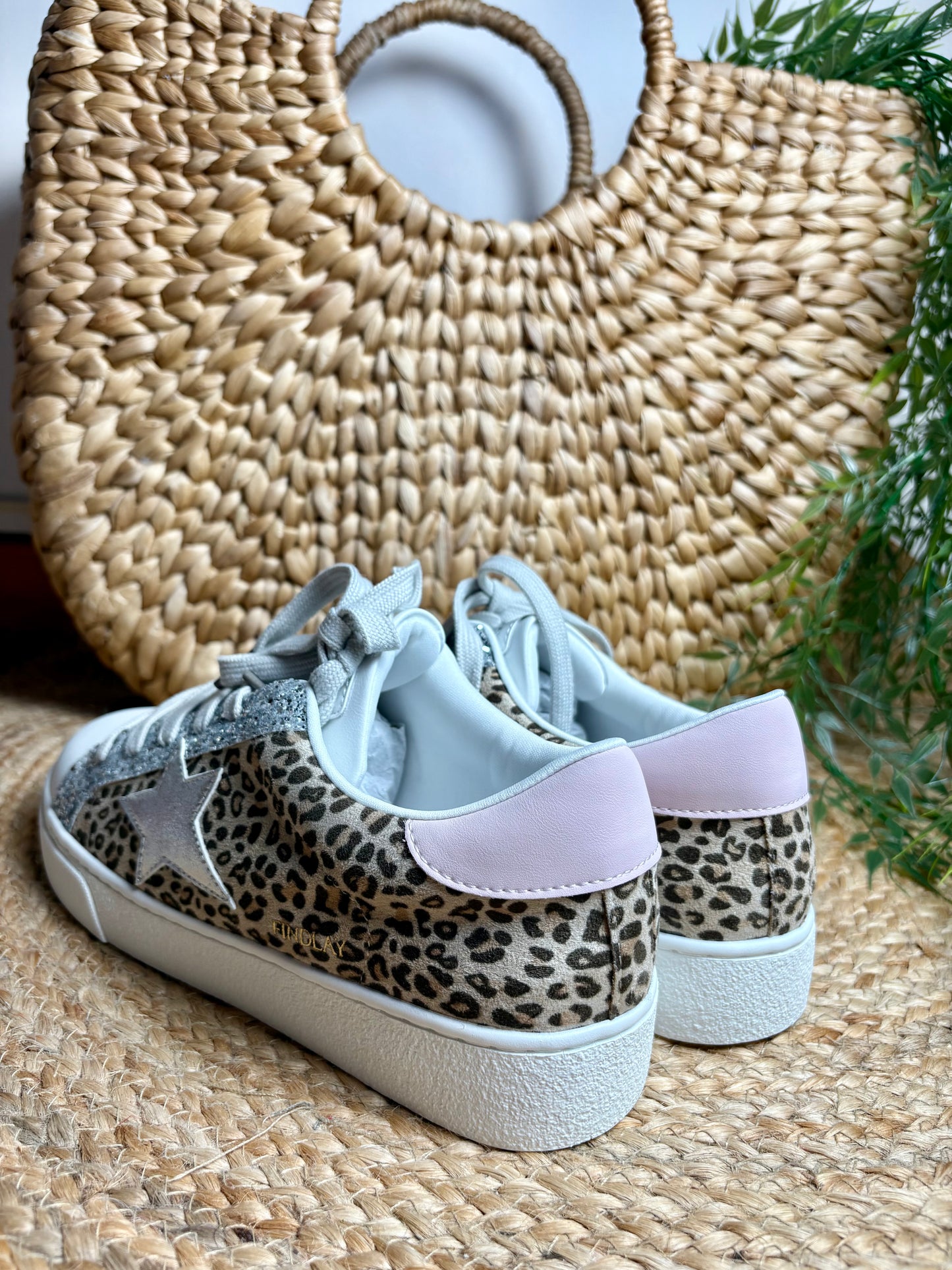 Baskets étoile Leopard et rose