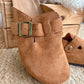 Mules effet suédine Camel