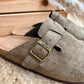 Mules effet suédine Kaki