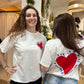 Tee Shirt blanc  Coeur Rouge