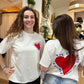 Tee Shirt blanc  Coeur Rouge