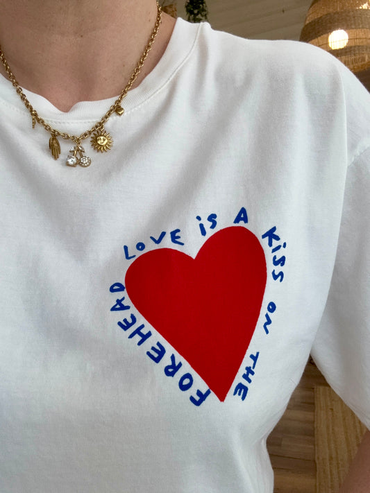 Tee Shirt blanc  Coeur Rouge