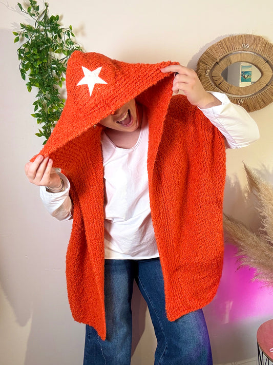 Gilet sans manches à capuche Orange