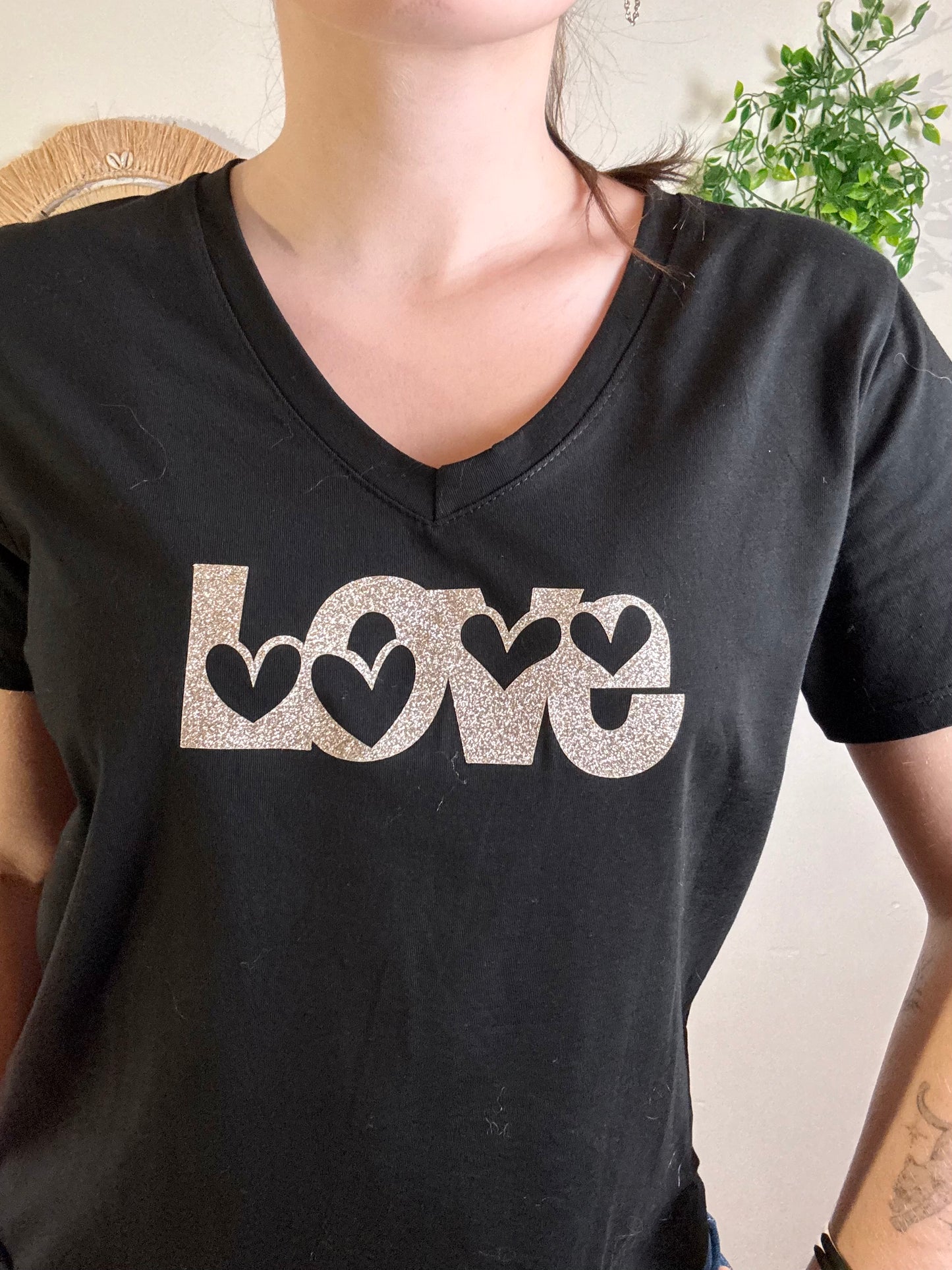 Tee shirt Noir love Doré