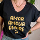 Tee shirt Amor manches courtes noir et doré