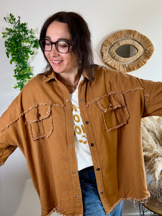 Veste toile de jean Camel