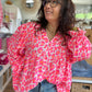 Blouse Leo Rose et orange Fluo