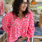 Blouse Leo Rose et orange Fluo