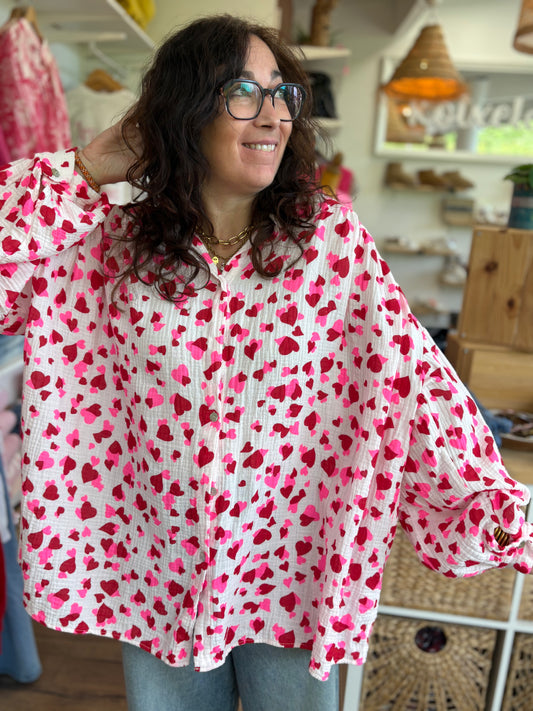 Chemise Gaze de coton oversize Coeur