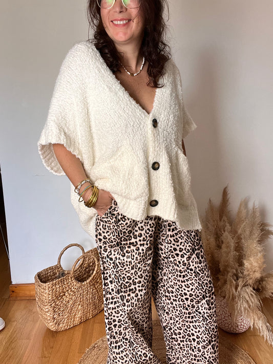 Pantalon leopard en toile de coton