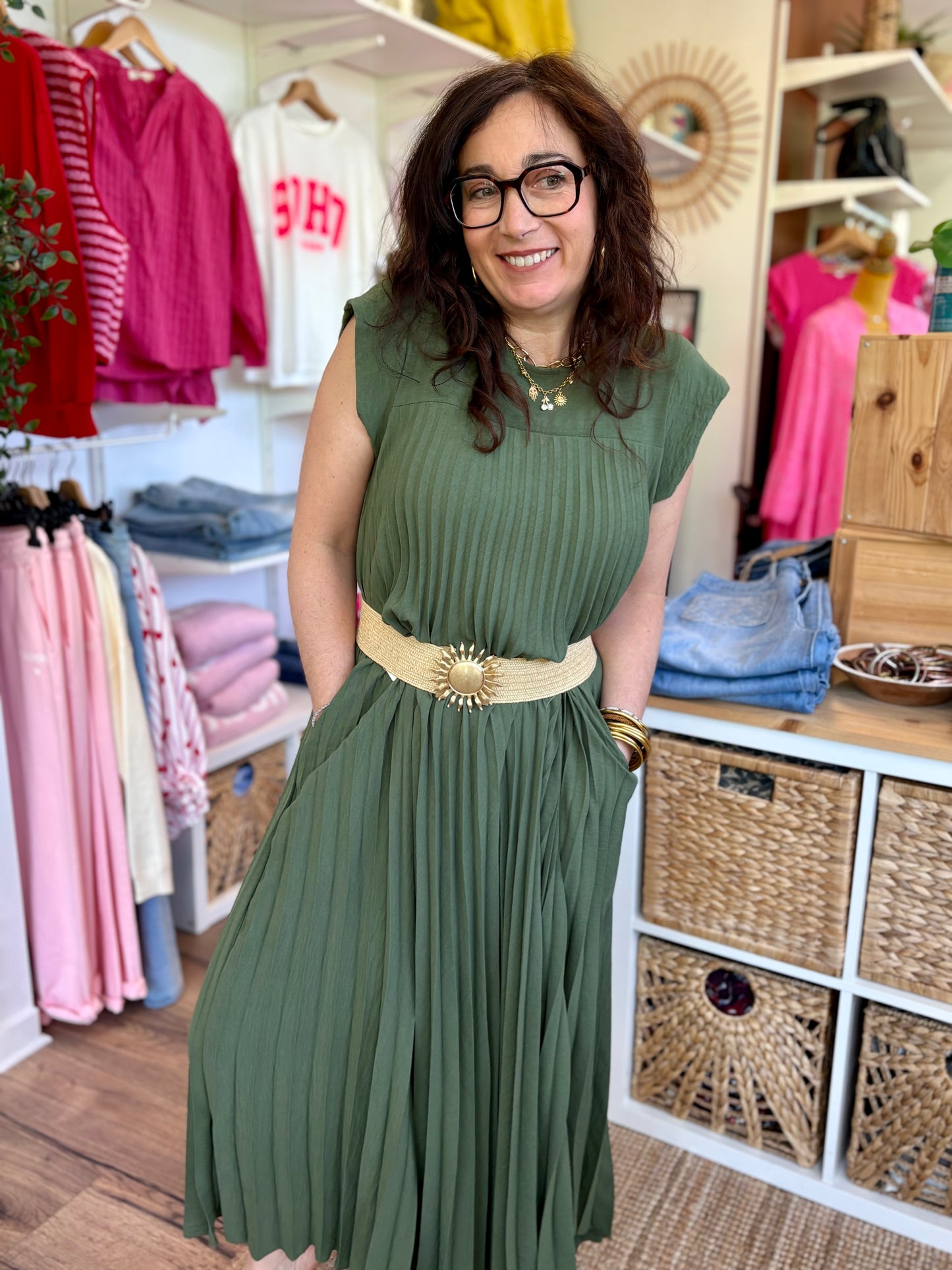 Robe plissée avec poches