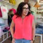 Gilet zippé sans manches corail fluo