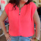 Gilet zippé sans manches corail fluo