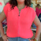 Gilet zippé sans manches corail fluo