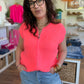 Gilet zippé sans manches corail fluo