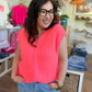 Gilet zippé sans manches corail fluo