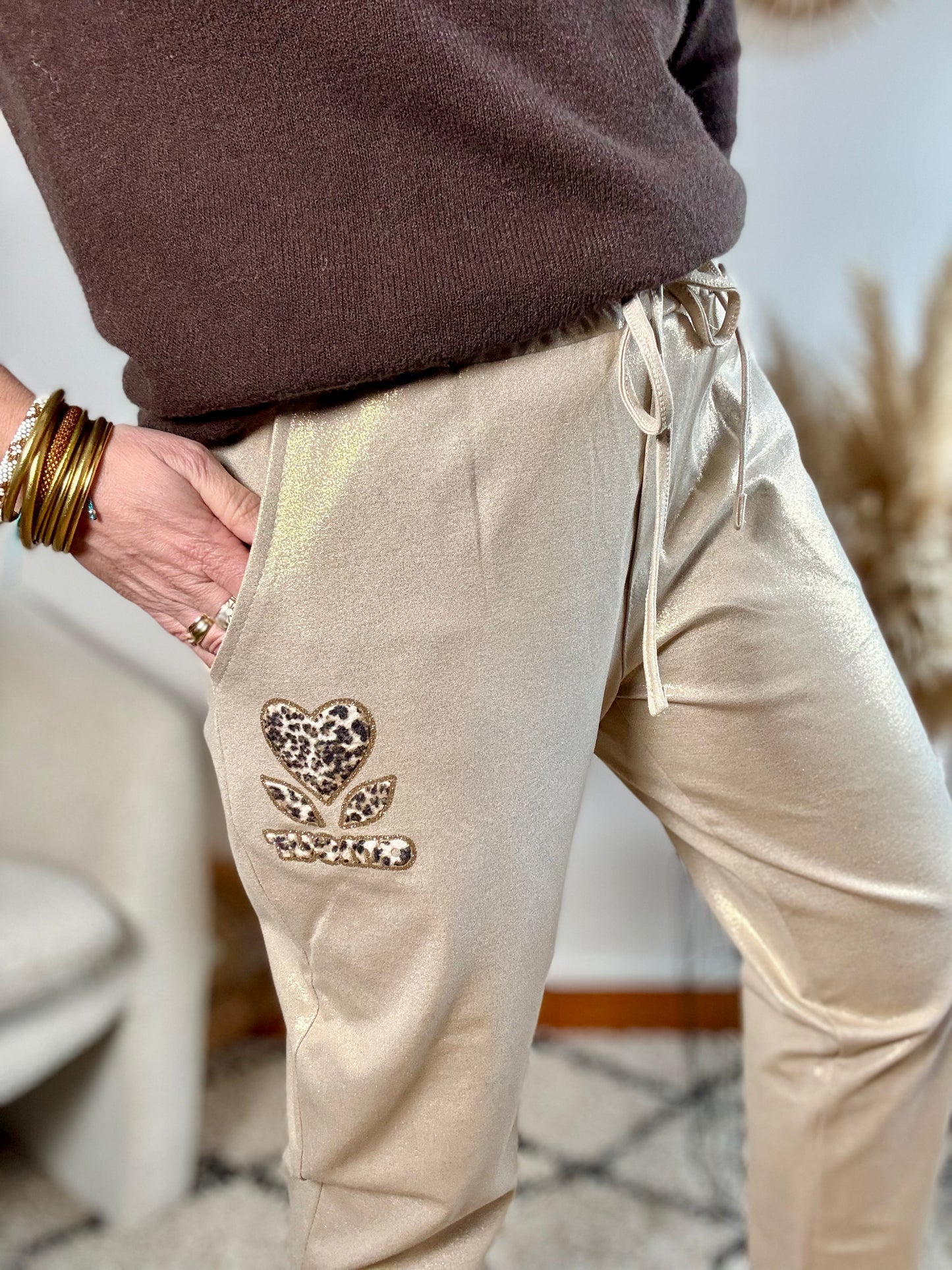 Pantajogg beige doré