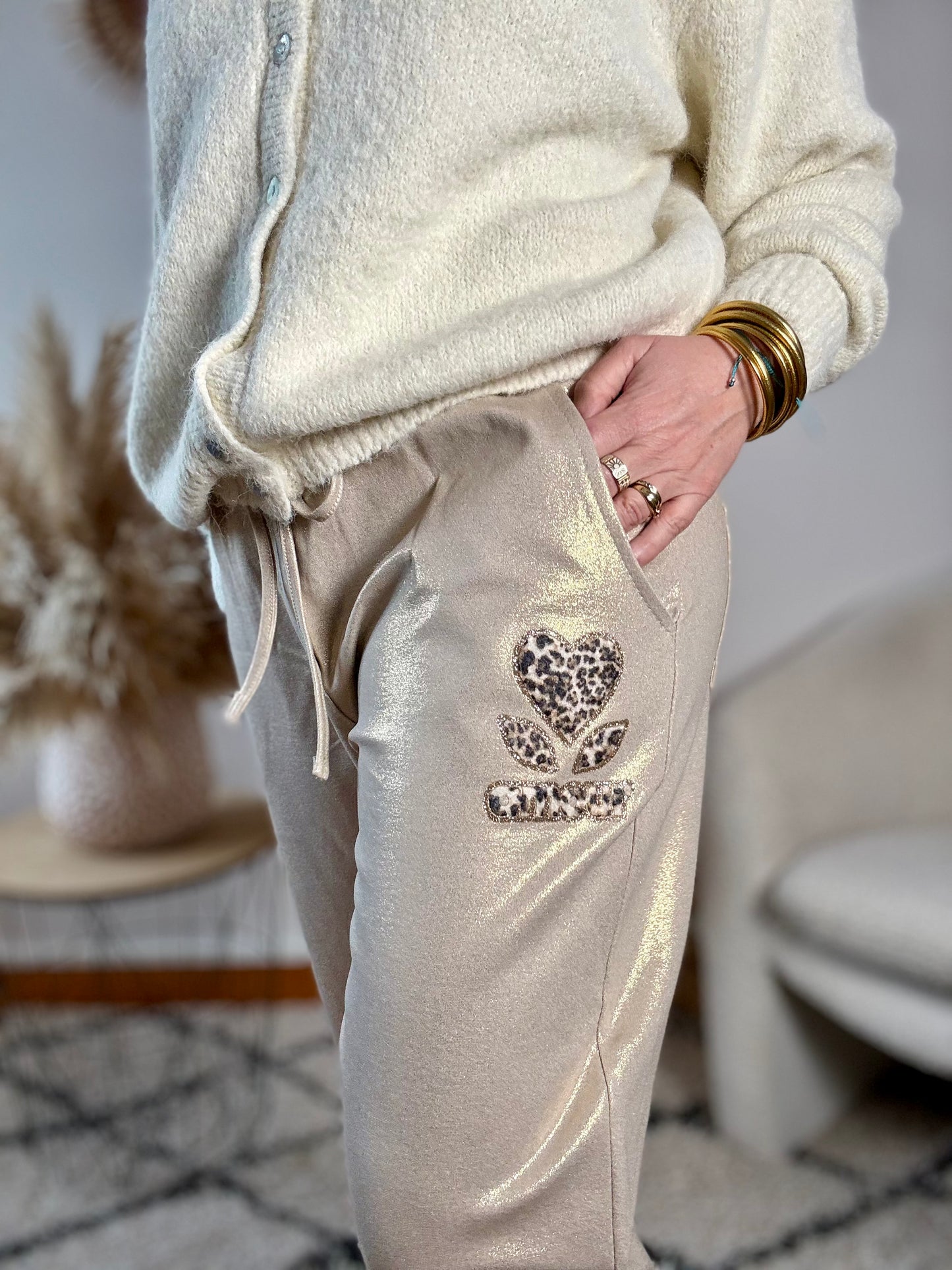 Pantajogg beige doré