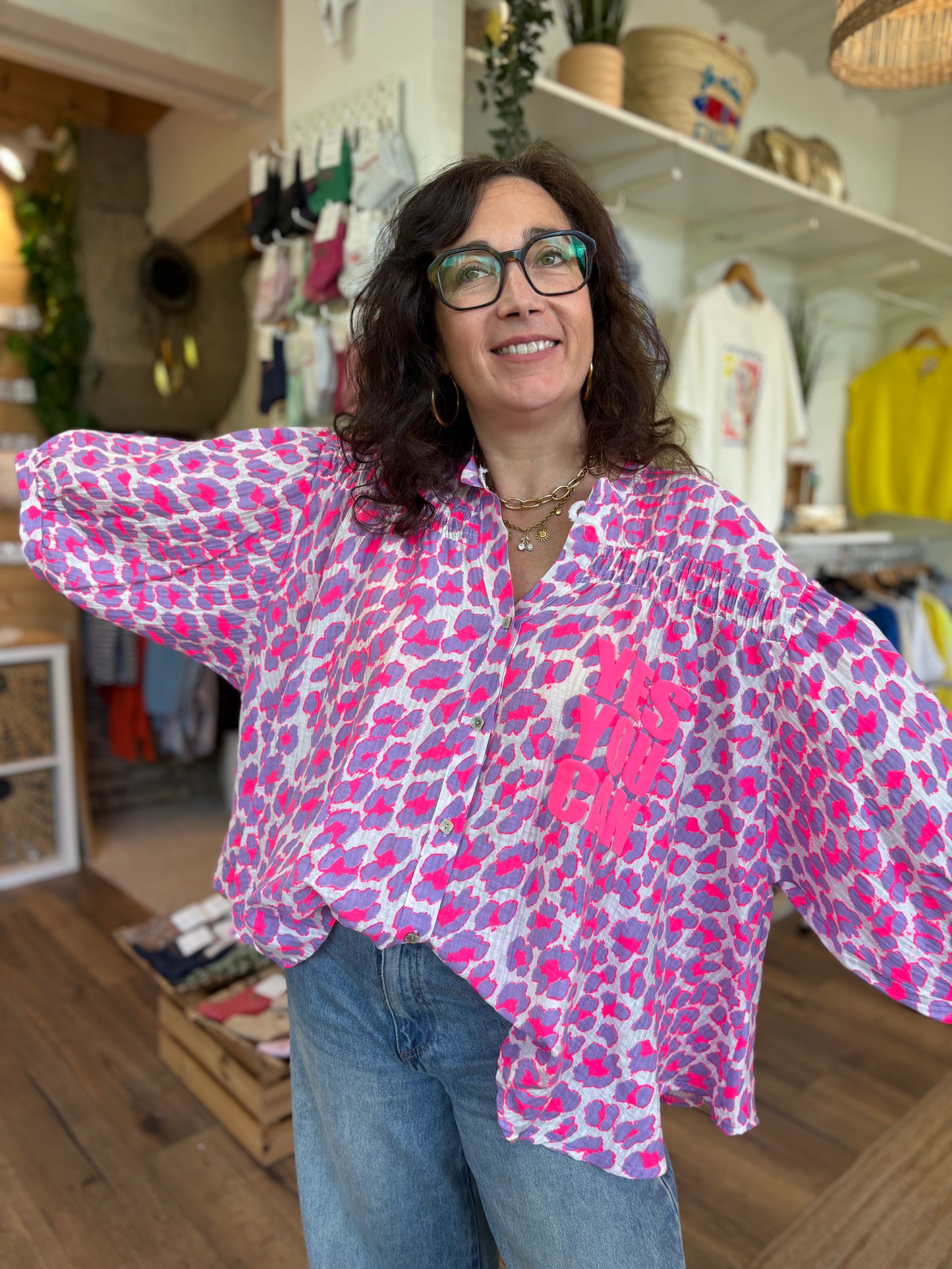 CHEMISIER LEOPARD – “Yes You Can” – Rose/Fuchsia