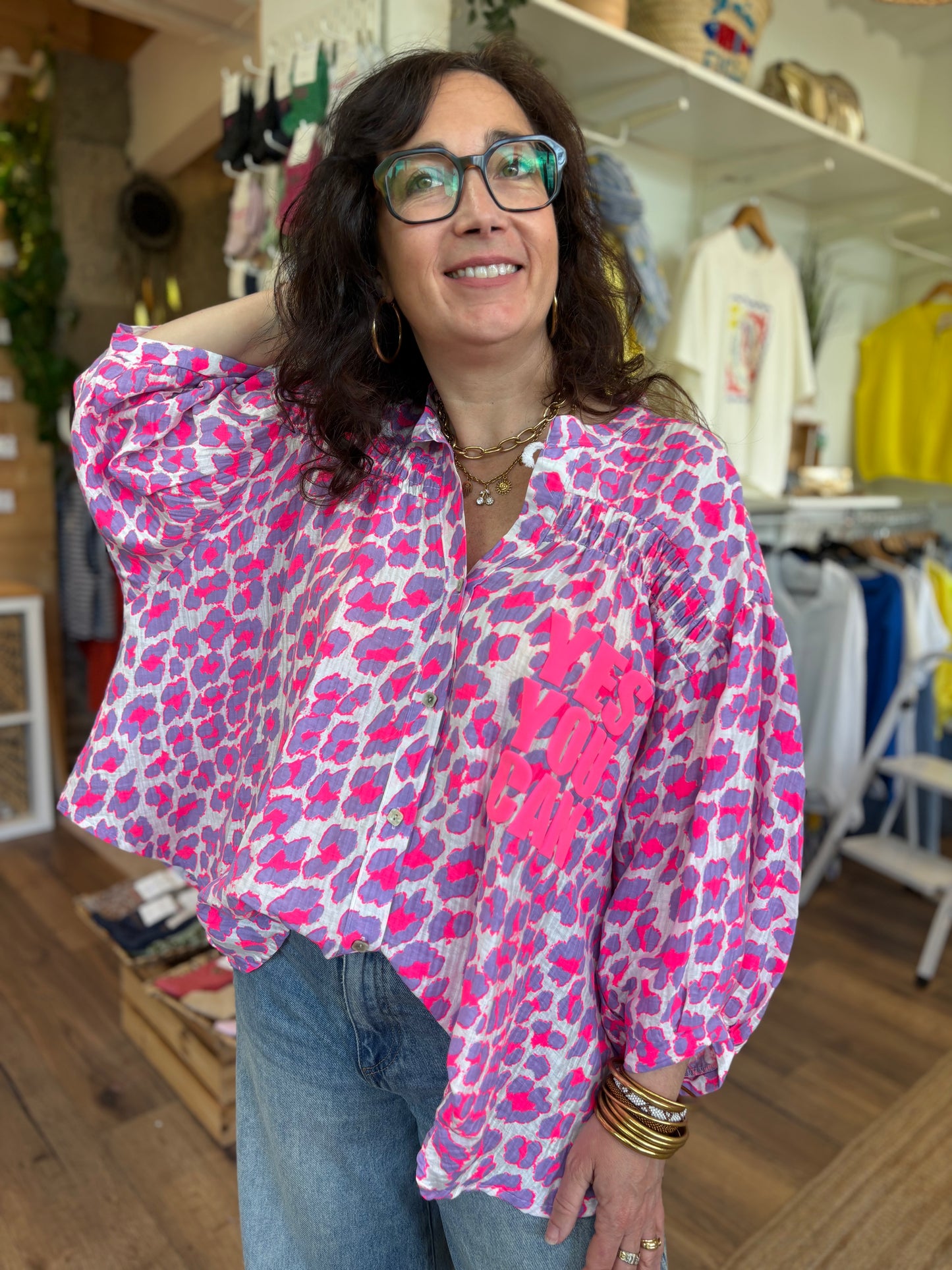 CHEMISIER LEOPARD – “Yes You Can” – Rose/Fuchsia