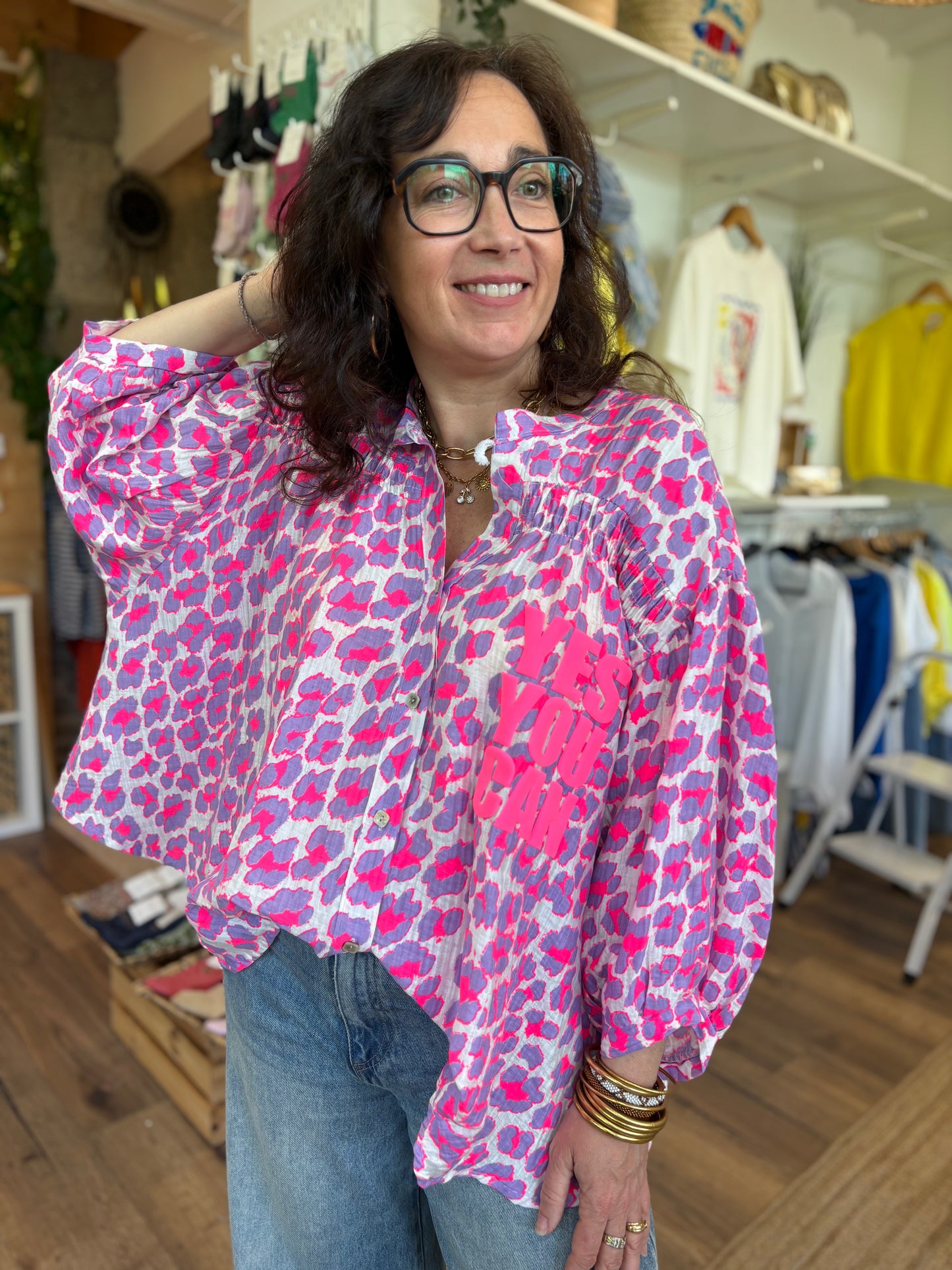 CHEMISIER LEOPARD – “Yes You Can” – Rose/Fuchsia