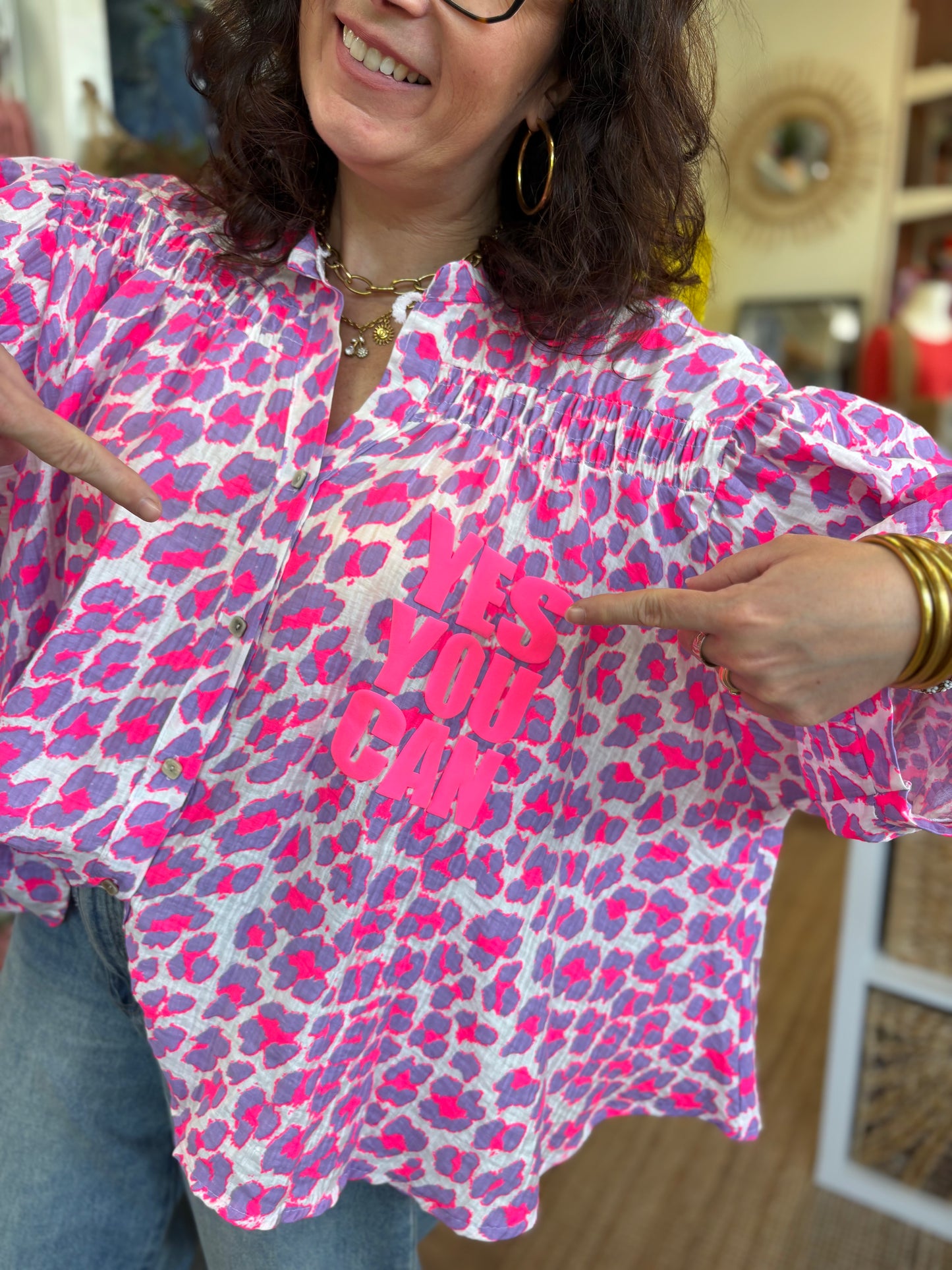 CHEMISIER LEOPARD – “Yes You Can” – Rose/Fuchsia