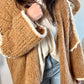 Gilet long grosse maille camel