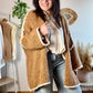 Gilet long grosse maille camel