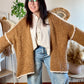 Gilet long grosse maille camel