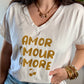 Tee shirt Amor Amour Amore blanc doré