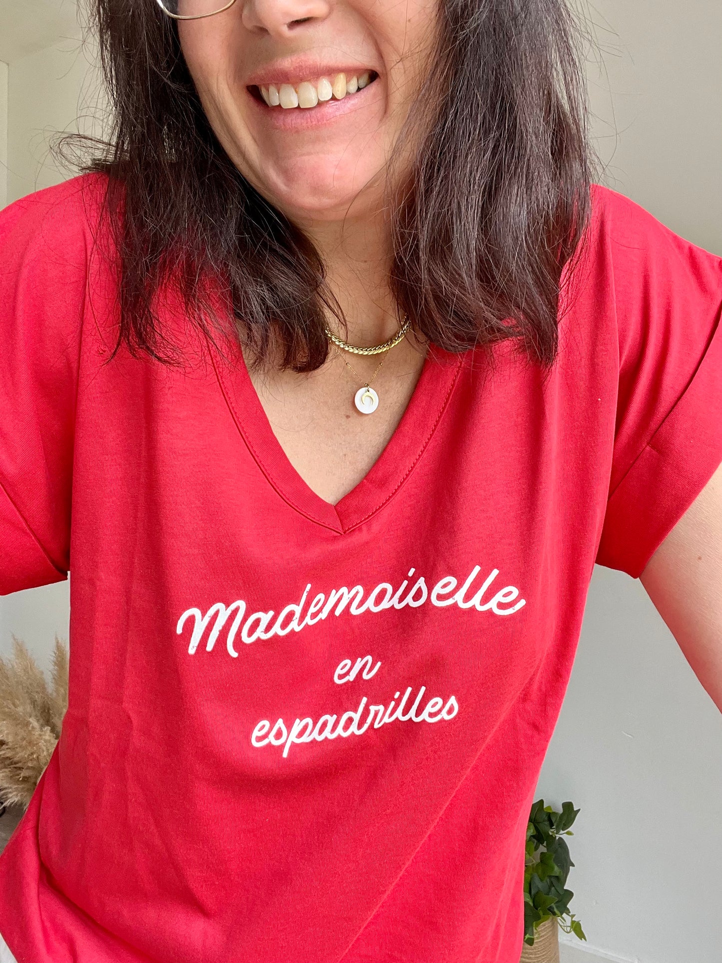 Tee shirt MADEMOISELLE EN ESPADRILLES   ROUGE