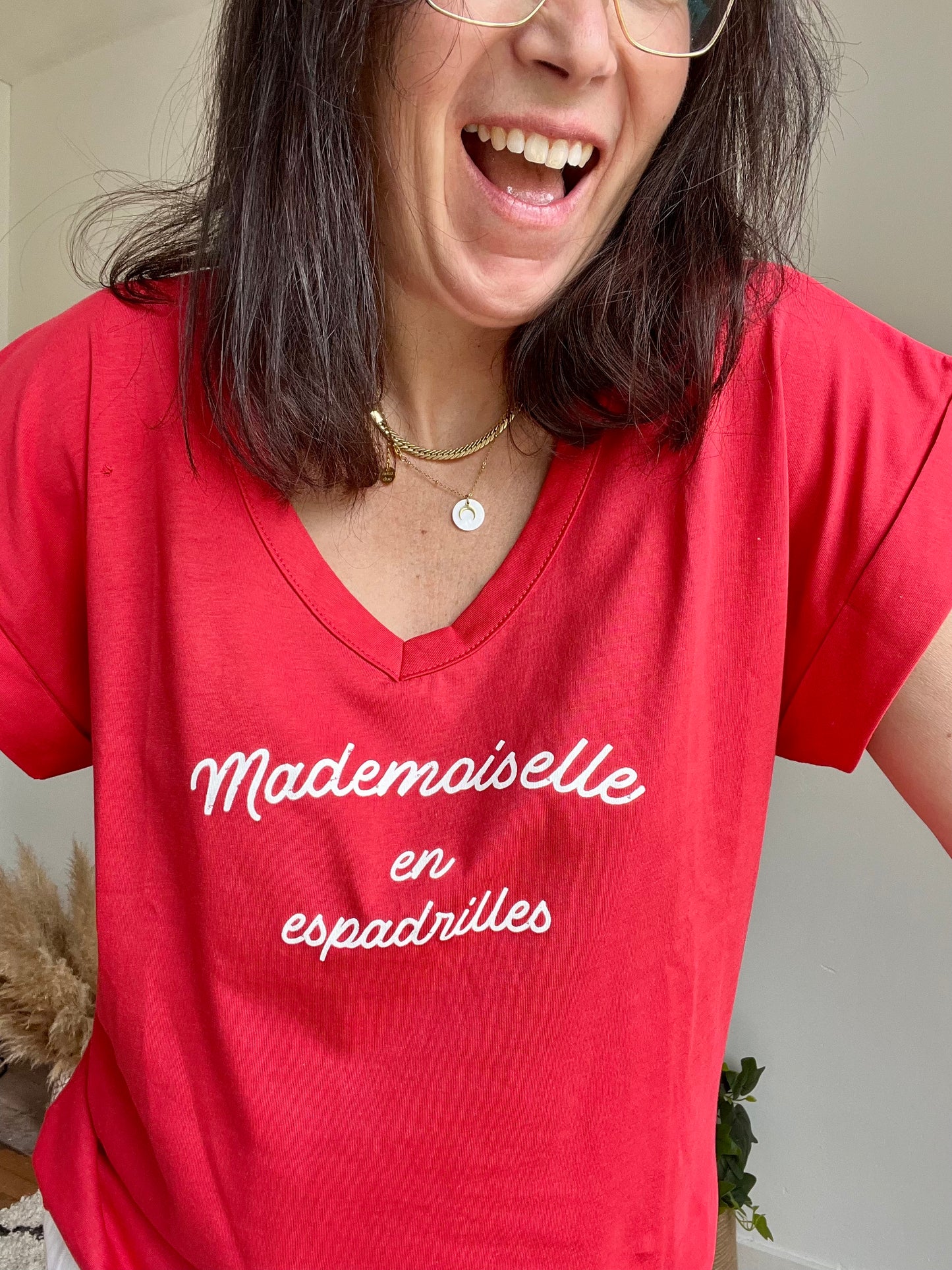 Tee shirt MADEMOISELLE EN ESPADRILLES   ROUGE