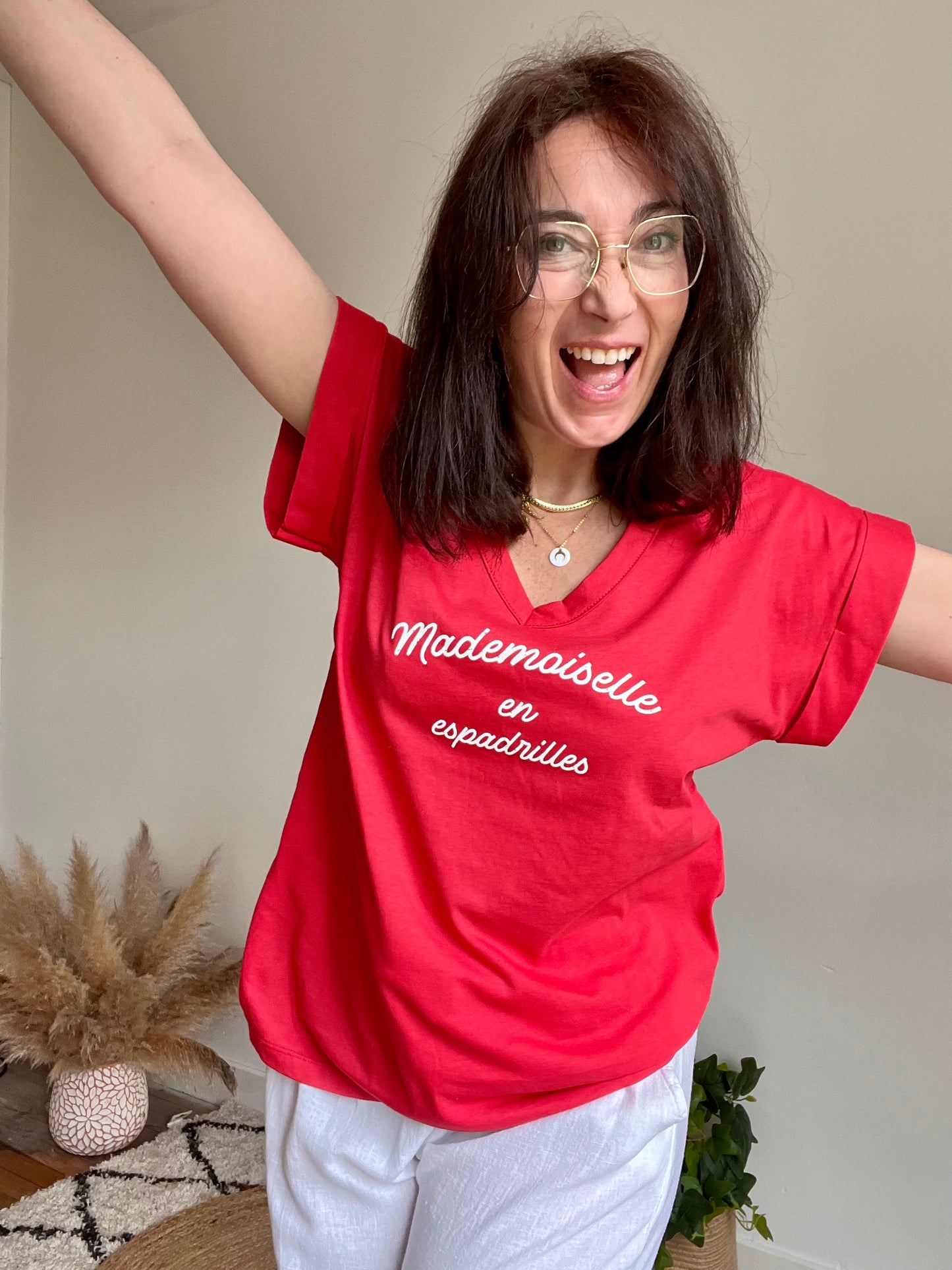 Tee shirt MADEMOISELLE EN ESPADRILLES   ROUGE