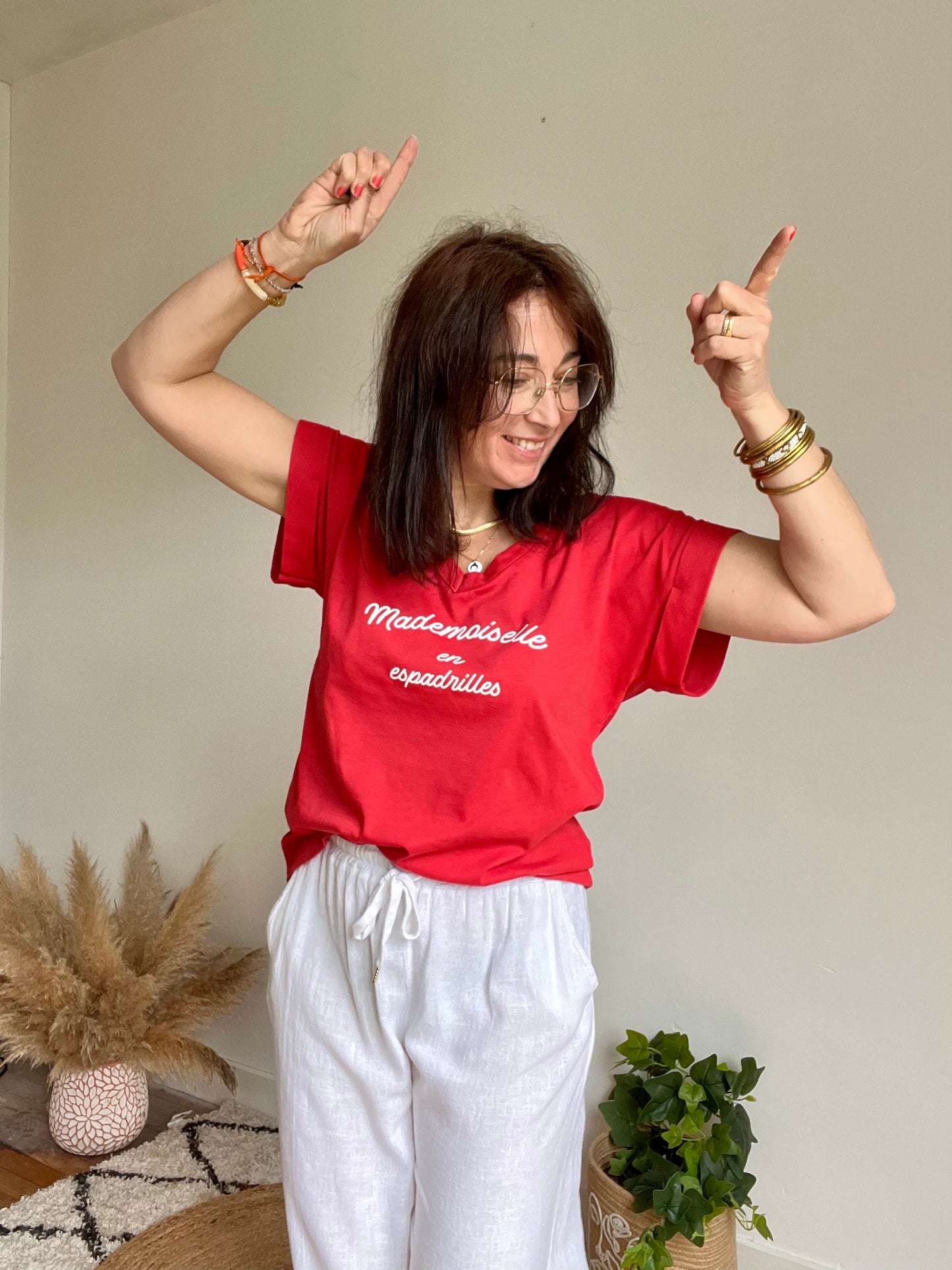 Tee shirt MADEMOISELLE EN ESPADRILLES   ROUGE