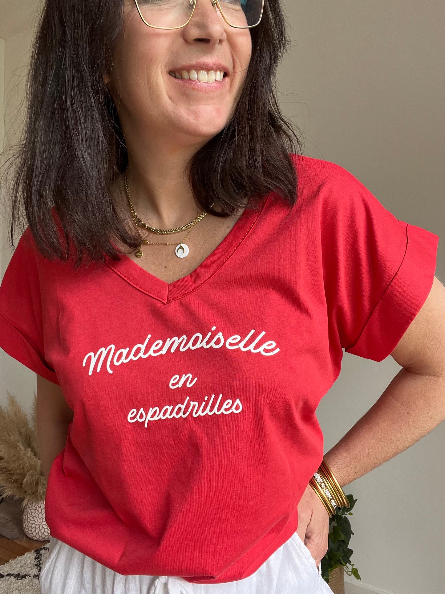 Tee shirt MADEMOISELLE EN ESPADRILLES   ROUGE