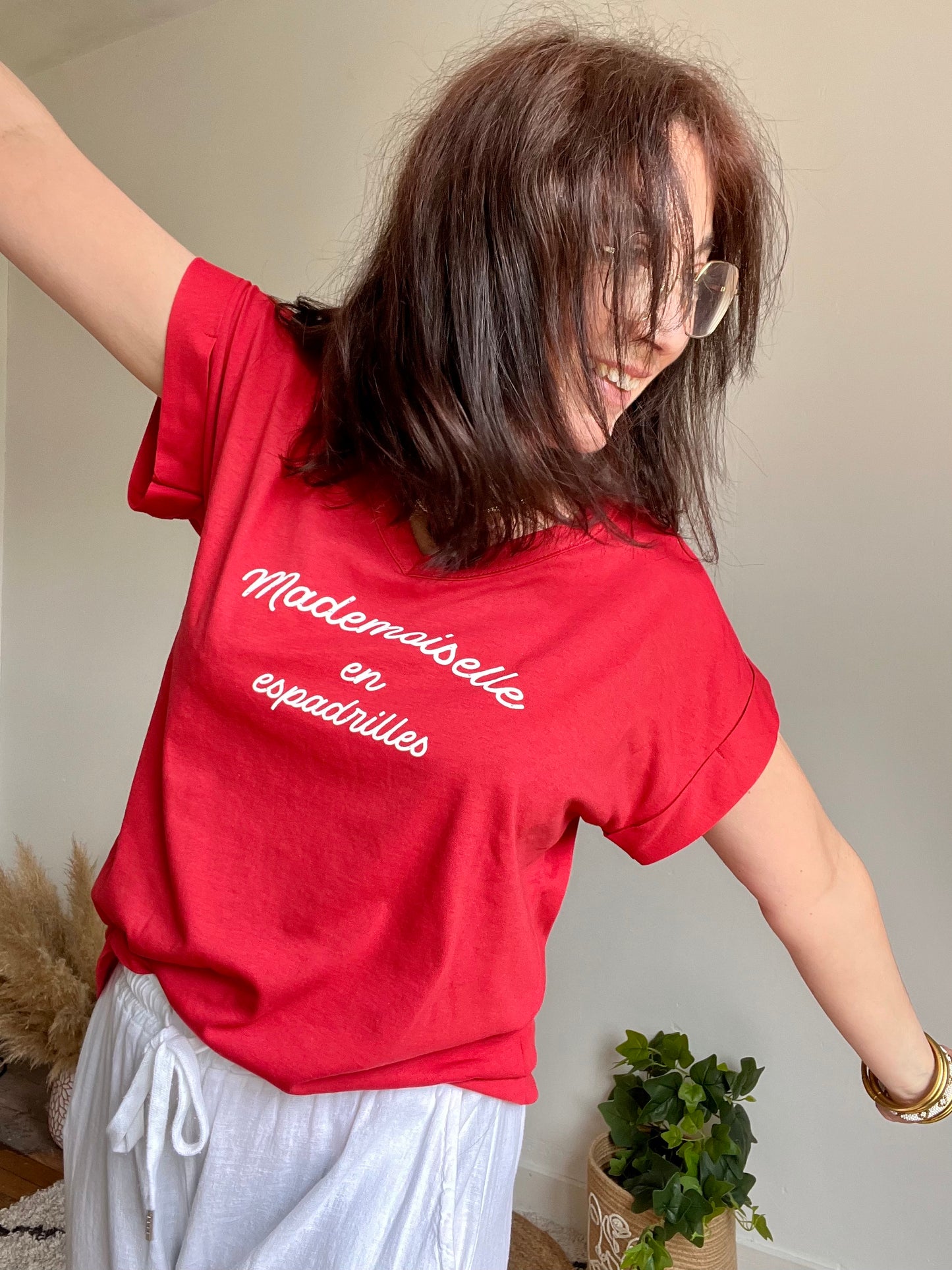 Tee shirt MADEMOISELLE EN ESPADRILLES   ROUGE