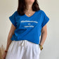 Tee Shirt MADEMOISELLE EN ESPADRILLES  BLEU ROI