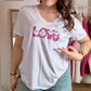 tee shirt Love rose pailleté