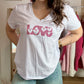 tee shirt Love rose pailleté